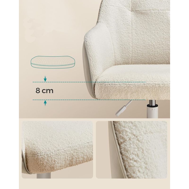 Casa si Gradina - Mobilier - Scaune si fotolii - Scaune - Scaun birou rotativ, reglabil pe inaltime, material sherpa si PU, cadru otel, 64x64x78-88cm, bej - Infinity.ro