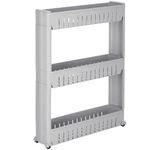Casa si Gradina - Sanitare - Suporturi si accesorii baie - Accesorii baie - Sistem rafturi de depozitare cu roti pentru bucatarie sau baie cu 3 polite, 54x13x70cm, gri - Infinity.ro