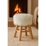Casa si Gradina - Mobilier - Scaune si fotolii - Tabureti - Taburet Atmosphera Oslo cu efect de blana, 42 cm, alb - Infinity.ro