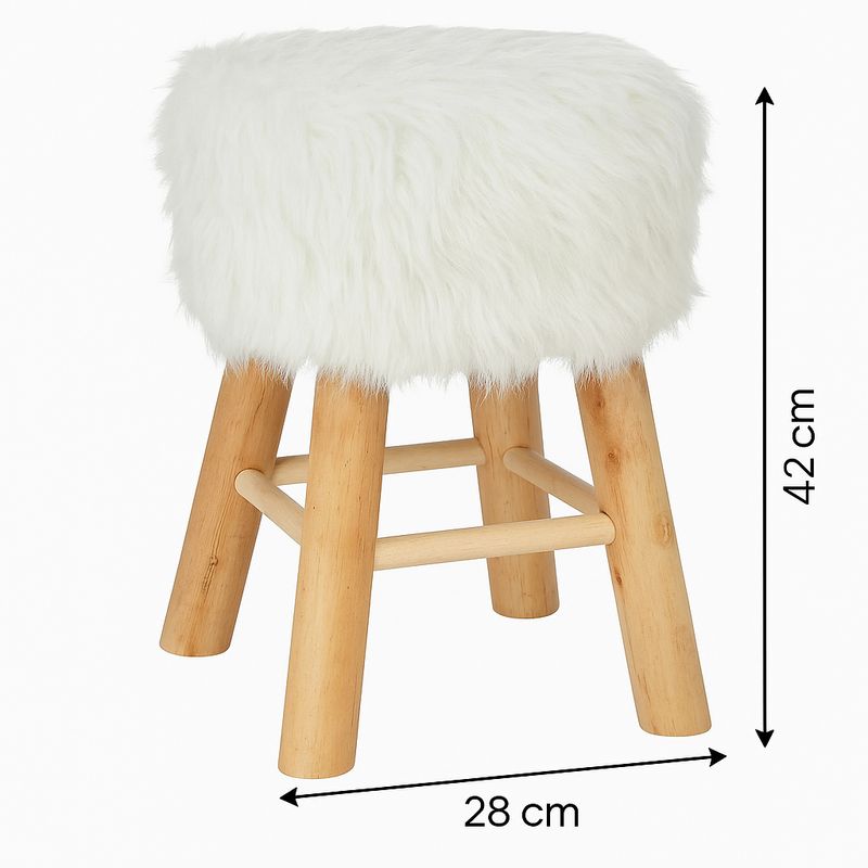 Casa si Gradina - Mobilier - Scaune si fotolii - Tabureti - Taburet Atmosphera Oslo cu efect de blana, 42 cm, alb - Infinity.ro