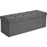 Casa si Gradina - Mobilier - Scaune si fotolii - Fotolii - Bancheta pliabila cu spatiu de depozitare 110x38x38 cm, MDF si material textil, capacitate 300 kg, gri inchis - Infinity.ro