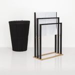 Casa si Gradina - Sanitare - Suporturi si accesorii baie - Accesorii baie - Suport prosoape 5Five Natureo cu 3 brate, 55x24x82 cm, MDF si bambus, negru - Infinity.ro
