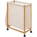 Market - Spalare si intretinere rufe - Uscatoare de rufe si accesorii - Cos rufe 5Five Bambou pe roti, cadru bambus, 52 litri, 55x28x80 cm, bej - Infinity.ro