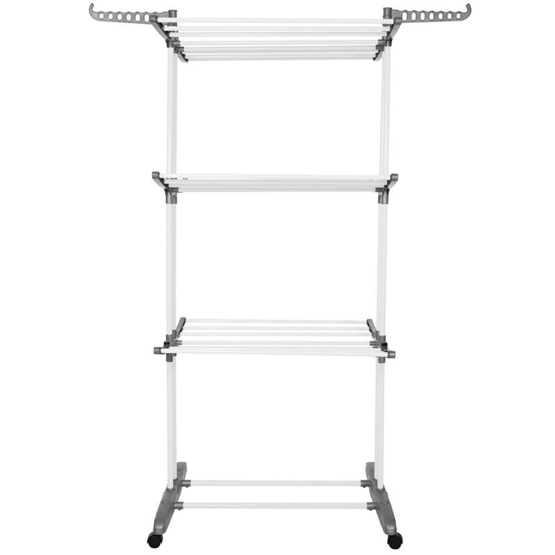 Market - Spalare si intretinere rufe - Uscatoare de rufe si accesorii - Uscator vertical pentru rufe, mobil si pliabil, cu doua umerase, 75x57x170cm, sarcina 20kg - Infinity.ro