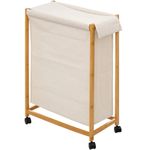 Market - Spalare si intretinere rufe - Uscatoare de rufe si accesorii - Cos rufe 5Five Bambou pe roti, cadru bambus, 52 litri, 55x28x80 cm, bej - Infinity.ro