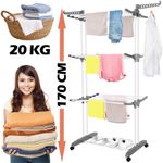 Market - Spalare si intretinere rufe - Uscatoare de rufe si accesorii - Uscator vertical pentru rufe, mobil si pliabil, cu doua umerase, 75x57x170cm, sarcina 20kg - Infinity.ro