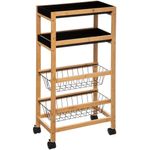 Casa si Gradina - Bucatarie si vesela - Ustensile bucatarie - Tavi servire - Carucior 5Five Blackwood cu 3 niveluri, bambus si MDF, 41x22x83 cm, natur si negru - Infinity.ro