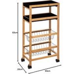 Casa si Gradina - Bucatarie si vesela - Ustensile bucatarie - Tavi servire - Carucior 5Five Blackwood cu 3 niveluri, bambus si MDF, 41x22x83 cm, natur si negru - Infinity.ro