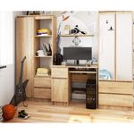 Casa si Gradina - Mobilier - Mese si birouri - Birouri - Birou computer PIKSEL, cu sertar, dulap si raft pentru tastatura, stanga, 90x50x77 cm, stejar sonoma - Infinity.ro