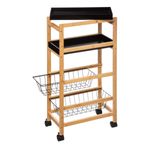 Casa si Gradina - Bucatarie si vesela - Ustensile bucatarie - Tavi servire - Carucior 5Five Blackwood cu 3 niveluri, bambus si MDF, 41x22x83 cm, natur si negru - Infinity.ro