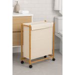 Market - Spalare si intretinere rufe - Uscatoare de rufe si accesorii - Cos rufe 5Five Bambou pe roti, cadru bambus, 52 litri, 55x28x80 cm, bej - Infinity.ro