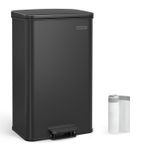 Casa si Gradina - Mobilier - Organizare si depozitare - Cosuri de gunoi - Cos de gunoi din otel, cu pedala si soft-close, saci gunoi inclusi, 40 litri, negru - Infinity.ro