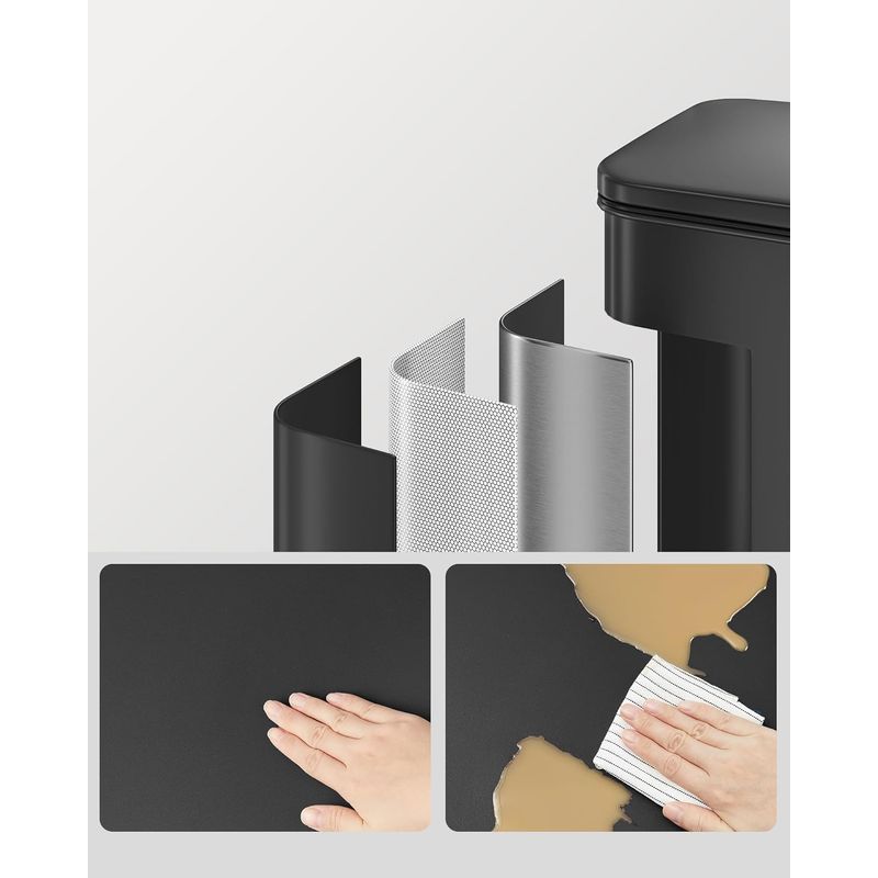 Casa si Gradina - Mobilier - Organizare si depozitare - Cosuri de gunoi - Cos de gunoi din otel, cu pedala si soft-close, saci gunoi inclusi, 40 litri, negru - Infinity.ro