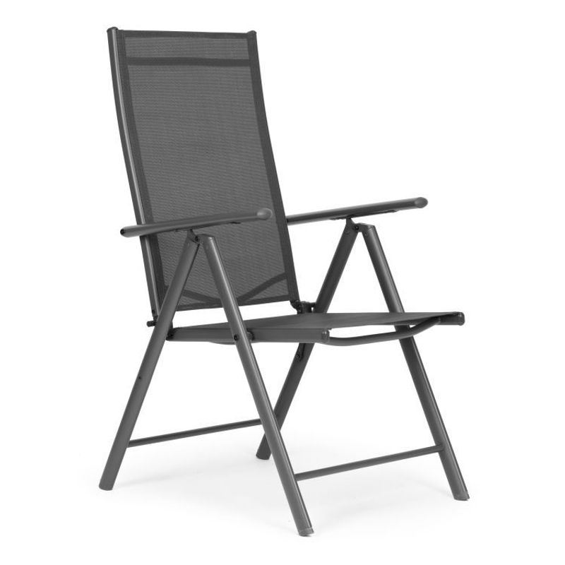 Casa si Gradina - Gradina si terasa - Mobilier exterior - Seturi mobila gradina - Set 4 scaune gradina 70x57x106 cm, pliante cu spatar reglabil 7 pozitii, structura otel si textilena, gri - Infinity.ro