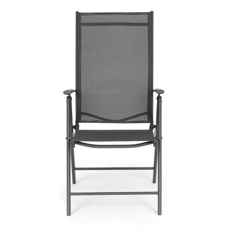 Casa si Gradina - Gradina si terasa - Mobilier exterior - Seturi mobila gradina - Set 4 scaune gradina 70x57x106 cm, pliante cu spatar reglabil 7 pozitii, structura otel si textilena, gri - Infinity.ro