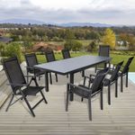 Casa si Gradina - Gradina si terasa - Mobilier exterior - Seturi mobila gradina - Set 4 scaune gradina 70x57x106 cm, pliante cu spatar reglabil 7 pozitii, structura otel si textilena, gri - Infinity.ro