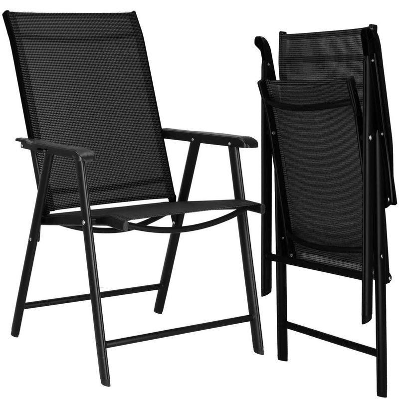 Casa si Gradina - Gradina si terasa - Mobilier exterior - Seturi mobila gradina - Scaun de gradina metalic, pliabil, 95x57x66cm, maxim 150kg, negru - Infinity.ro
