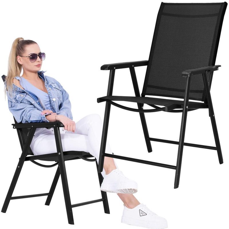 Casa si Gradina - Gradina si terasa - Mobilier exterior - Seturi mobila gradina - Scaun de gradina metalic, pliabil, 95x57x66cm, maxim 150kg, negru - Infinity.ro