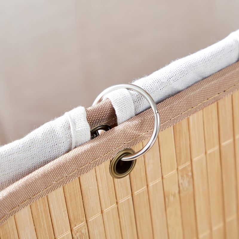 Market - Spalare si intretinere rufe - Uscatoare de rufe si accesorii - Cos de rufe din bambus, pliabil, cu captuseala detasabila lavabila, 72L, 40x30x60cm, natural - Infinity.ro