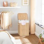 Market - Spalare si intretinere rufe - Uscatoare de rufe si accesorii - Cos de rufe din bambus, pliabil, cu captuseala detasabila lavabila, 72L, 40x30x60cm, natural - Infinity.ro