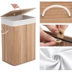 Market - Spalare si intretinere rufe - Uscatoare de rufe si accesorii - Cos de rufe din bambus, pliabil, cu captuseala detasabila lavabila, 72L, 40x30x60cm, natural - Infinity.ro