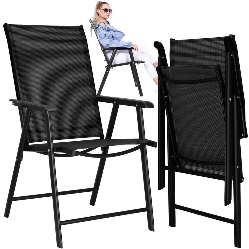 Casa si Gradina - Gradina si terasa - Mobilier exterior - Seturi mobila gradina - Scaun de gradina metalic, pliabil, 95x57x66cm, maxim 150kg, negru - Infinity.ro