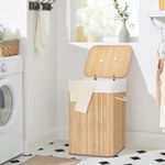 Market - Spalare si intretinere rufe - Uscatoare de rufe si accesorii - Cos de rufe din bambus, pliabil, cu captuseala detasabila lavabila, 72L, 40x30x60cm, natural - Infinity.ro