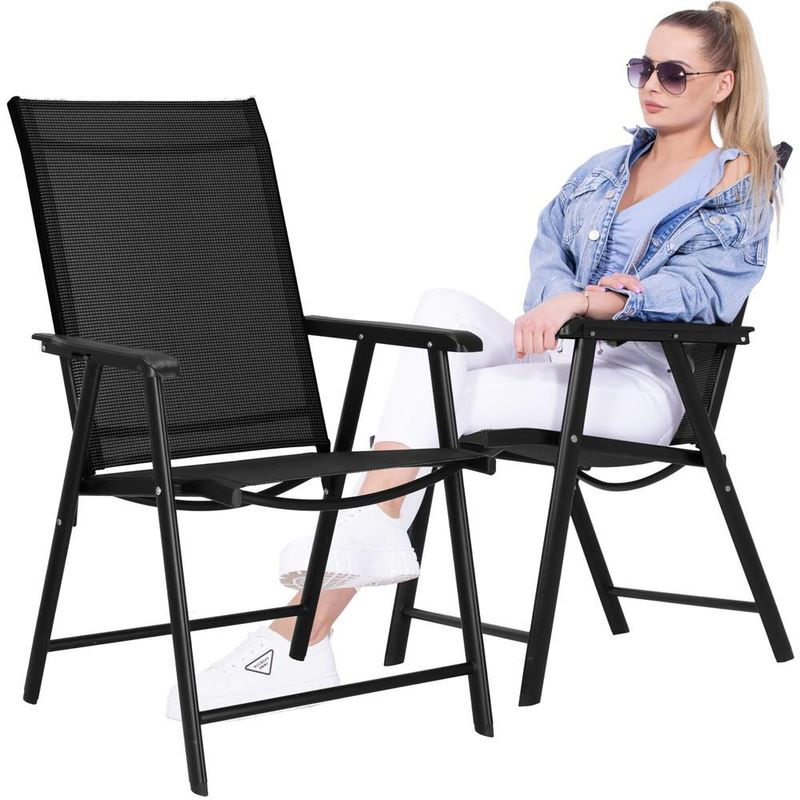 Casa si Gradina - Gradina si terasa - Mobilier exterior - Seturi mobila gradina - Scaun de gradina metalic, pliabil, 95x57x66cm, maxim 150kg, negru - Infinity.ro