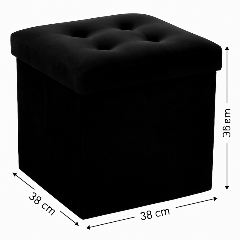 Casa si Gradina - Mobilier - Scaune si fotolii - Fotolii - Taburet pliabil Atmosphera Lysandre cu spatiu de depozitare, 38x38x38 cm, negru - Infinity.ro