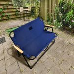 Casa si Gradina - Gradina si terasa - Mobilier exterior - Seturi mobila gradina - Bancuta pliabila dubla pentru terasa si gradina, structura metalica, 109x64x67 cm, albastru - Infinity.ro