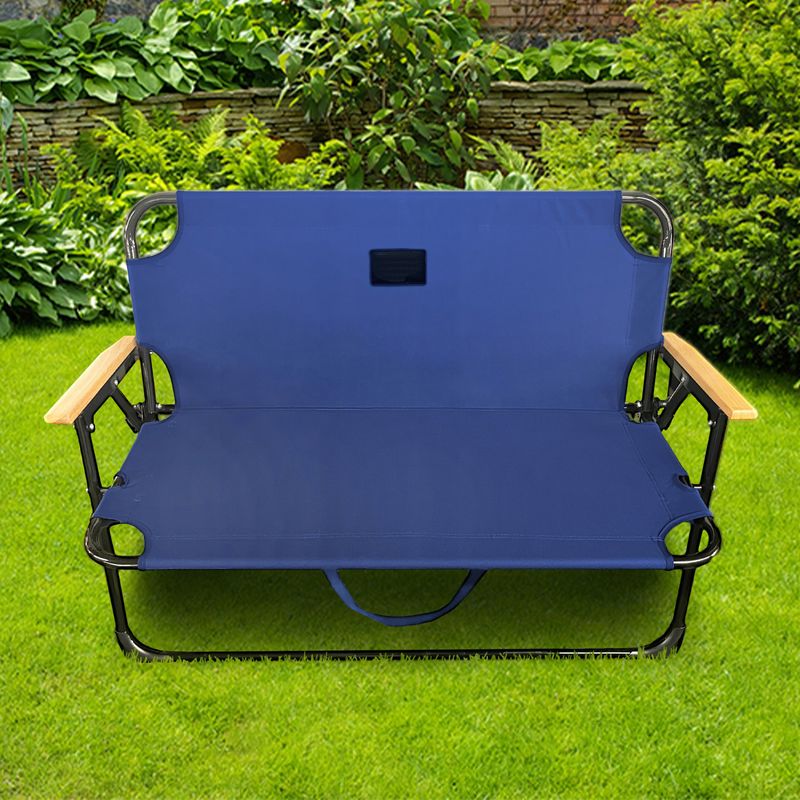 Casa si Gradina - Gradina si terasa - Mobilier exterior - Seturi mobila gradina - Bancuta pliabila dubla pentru terasa si gradina, structura metalica, 109x64x67 cm, albastru - Infinity.ro