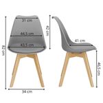 Casa si Gradina - Mobilier - Scaune si fotolii - Scaune - Set 4 scaune dining Verdhe pentru bucatarie cu perna tapitata cu piele ecologica, 44x82cm, gri - Infinity.ro