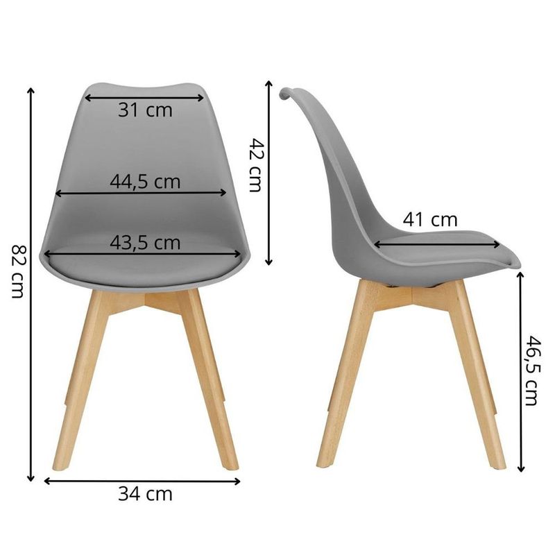 Casa si Gradina - Mobilier - Scaune si fotolii - Scaune - Set 4 scaune dining Verdhe pentru bucatarie cu perna tapitata cu piele ecologica, 44x82cm, gri - Infinity.ro