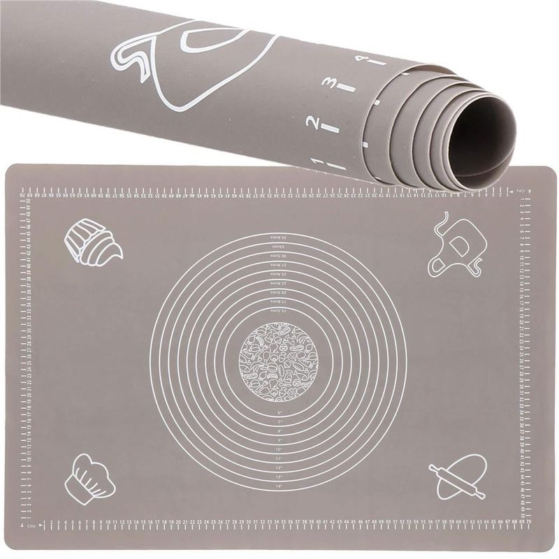 Casa si Gradina - Bucatarie si vesela - Ustensile bucatarie - Forme prajituri - Plansa din silicon alimentar de framantat aluat, rezistenta la temperaturi ridicate, 65x45cm, gri - Infinity.ro