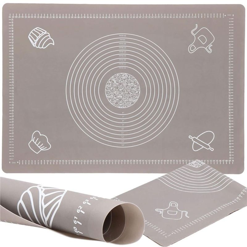 Casa si Gradina - Bucatarie si vesela - Ustensile bucatarie - Forme prajituri - Plansa din silicon alimentar de framantat aluat, rezistenta la temperaturi ridicate, 65x45cm, gri - Infinity.ro