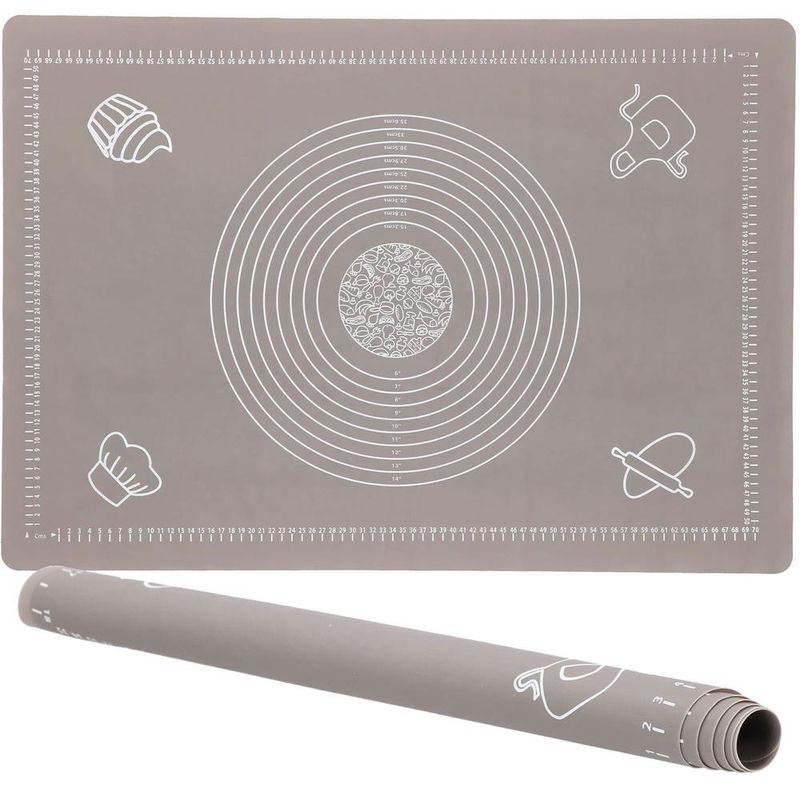 Casa si Gradina - Bucatarie si vesela - Ustensile bucatarie - Forme prajituri - Plansa din silicon alimentar de framantat aluat, rezistenta la temperaturi ridicate, 65x45cm, gri - Infinity.ro