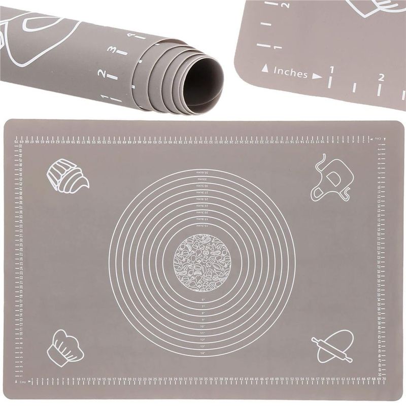 Casa si Gradina - Bucatarie si vesela - Ustensile bucatarie - Forme prajituri - Plansa din silicon alimentar de framantat aluat, rezistenta la temperaturi ridicate, 65x45cm, gri - Infinity.ro