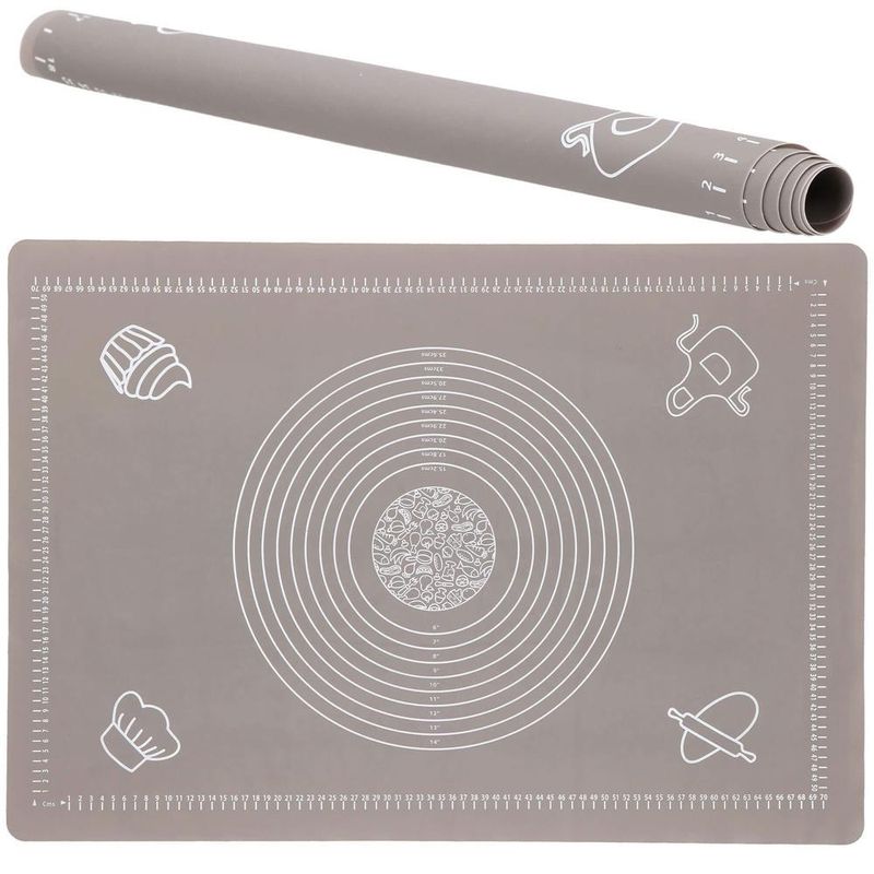 Casa si Gradina - Bucatarie si vesela - Ustensile bucatarie - Forme prajituri - Plansa din silicon alimentar de framantat aluat, rezistenta la temperaturi ridicate, 65x45cm, gri - Infinity.ro