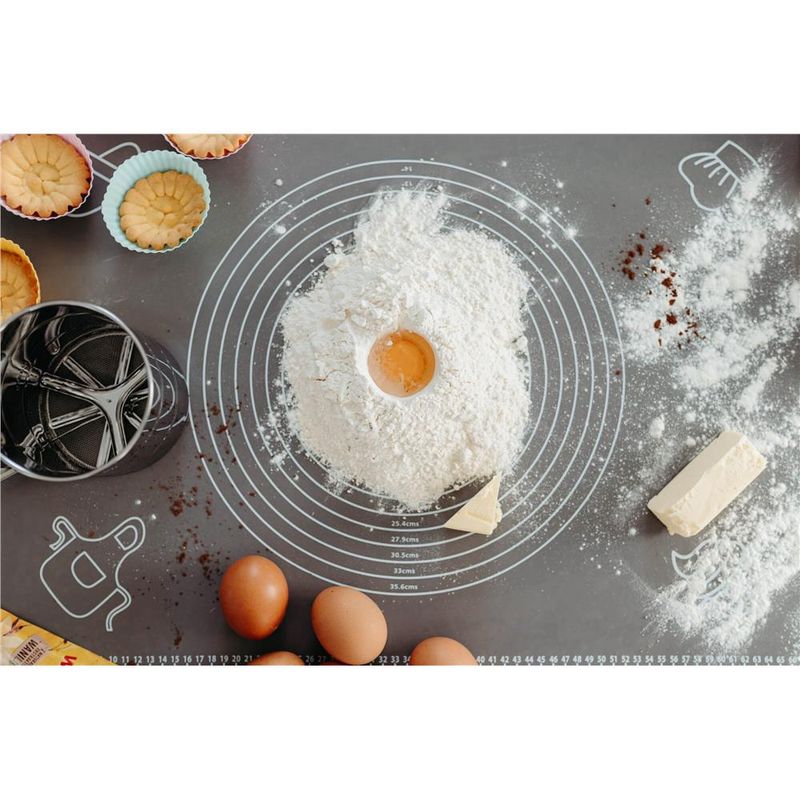 Casa si Gradina - Bucatarie si vesela - Ustensile bucatarie - Forme prajituri - Plansa din silicon alimentar de framantat aluat, rezistenta la temperaturi ridicate, 65x45cm, gri - Infinity.ro