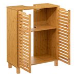 Casa si Gradina - Sanitare - Suporturi si accesorii baie - Accesorii baie - Dulap baie 5Five Sicela pentru lavoar, cu usi si rafturi, bambus si MDF, 60x28x80 cm, natur - Infinity.ro