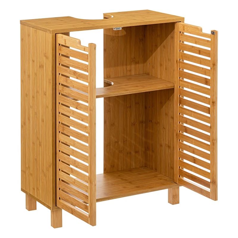 Casa si Gradina - Sanitare - Suporturi si accesorii baie - Accesorii baie - Dulap baie 5Five Sicela pentru lavoar, cu usi si rafturi, bambus si MDF, 60x28x80 cm, natur - Infinity.ro