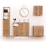 Casa si Gradina - Sanitare - Suporturi si accesorii baie - Accesorii baie - Dulap baie 5Five Sicela pentru lavoar, cu usi si rafturi, bambus si MDF, 60x28x80 cm, natur - Infinity.ro