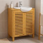 Casa si Gradina - Sanitare - Suporturi si accesorii baie - Accesorii baie - Dulap baie 5Five Sicela pentru lavoar, cu usi si rafturi, bambus si MDF, 60x28x80 cm, natur - Infinity.ro
