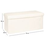 Casa si Gradina - Mobilier - Scaune si fotolii - Fotolii - Taburet pliabil Atmosphera Ezzio cu depozitare, 76x38x38 cm, blana artificiala, alb - Infinity.ro