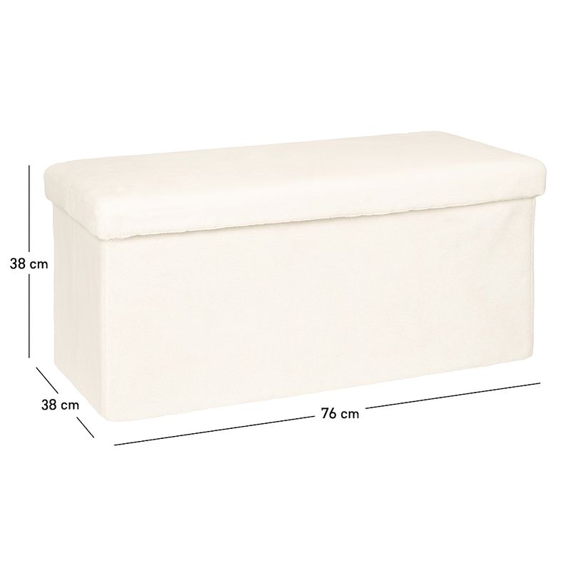 Casa si Gradina - Mobilier - Scaune si fotolii - Fotolii - Taburet pliabil Atmosphera Ezzio cu depozitare, 76x38x38 cm, blana artificiala, alb - Infinity.ro