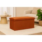 Casa si Gradina - Mobilier - Scaune si fotolii - Fotolii - Taburet pliabil Atmosphera Lilou cu spatiu depozitare 80L, 76x38x38 cm, ambre - Infinity.ro