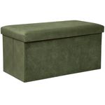 Casa si Gradina - Mobilier - Scaune si fotolii - Fotolii - Taburet pliabil Atmosphera Lilou cu spatiu depozitare 80L, 76x38x38 cm, verde khaki - Infinity.ro
