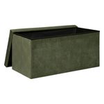 Casa si Gradina - Mobilier - Scaune si fotolii - Fotolii - Taburet pliabil Atmosphera Lilou cu spatiu depozitare 80L, 76x38x38 cm, verde khaki - Infinity.ro