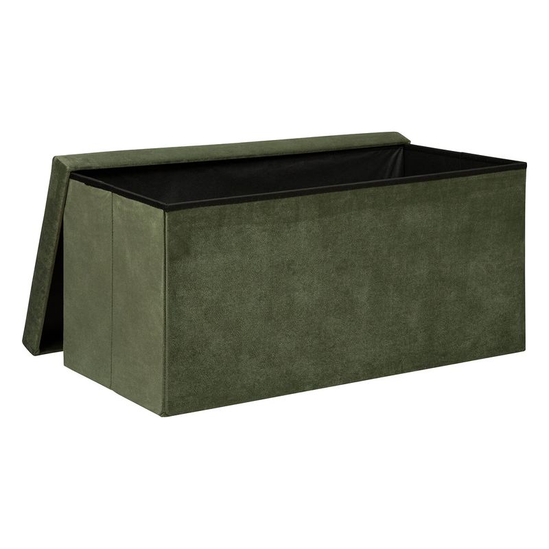Casa si Gradina - Mobilier - Scaune si fotolii - Fotolii - Taburet pliabil Atmosphera Lilou cu spatiu depozitare 80L, 76x38x38 cm, verde khaki - Infinity.ro