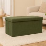 Casa si Gradina - Mobilier - Scaune si fotolii - Fotolii - Taburet pliabil Atmosphera Lilou cu spatiu depozitare 80L, 76x38x38 cm, verde khaki - Infinity.ro
